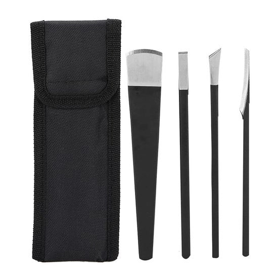 Kit di cura dei piedi professionale - 4 pezzi - strumenti - smussatore unghie/elettrodo - correttore unghie ingrossate - raschiatore pelle morta - bordi lucidati a specchio - kit di cura dei piedi