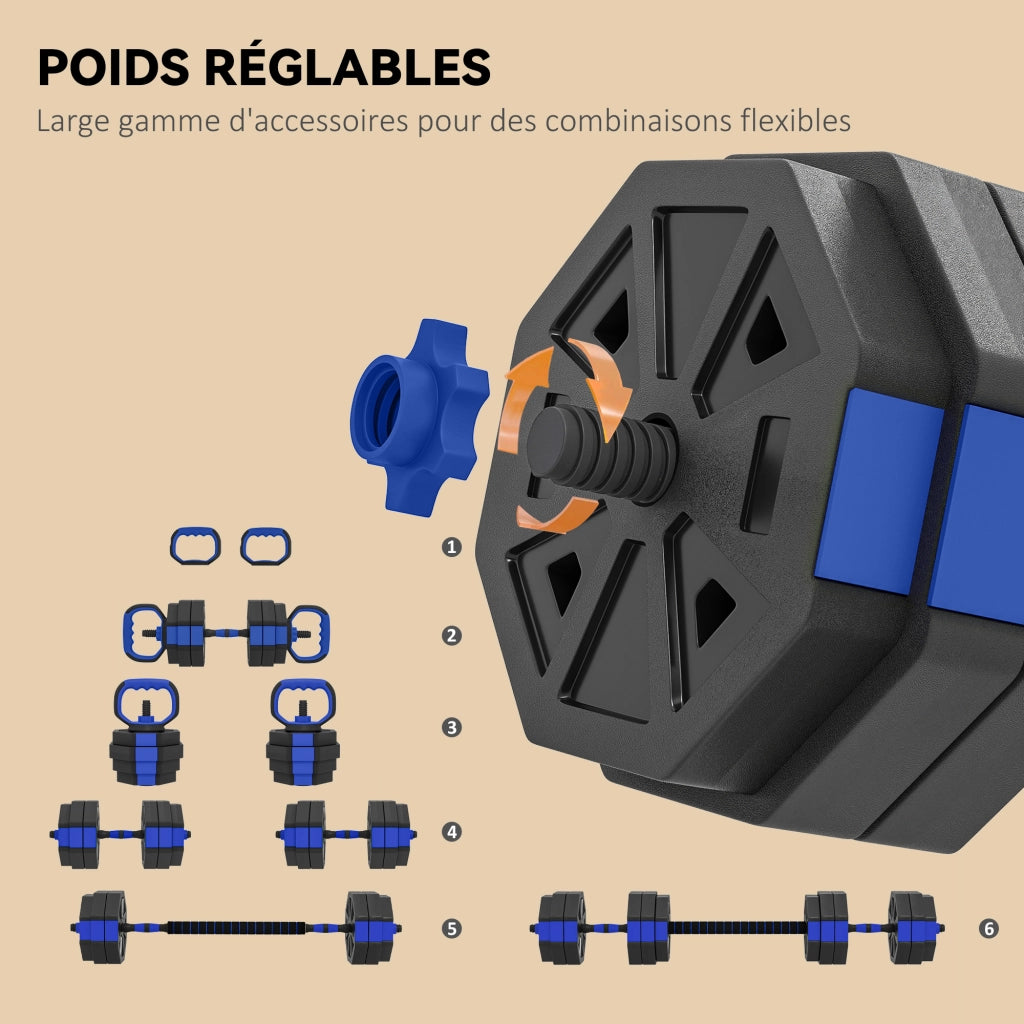 Set di Pesi 6 in 1 Regolabile 30 kg ¨C zephmum ¨C Blu