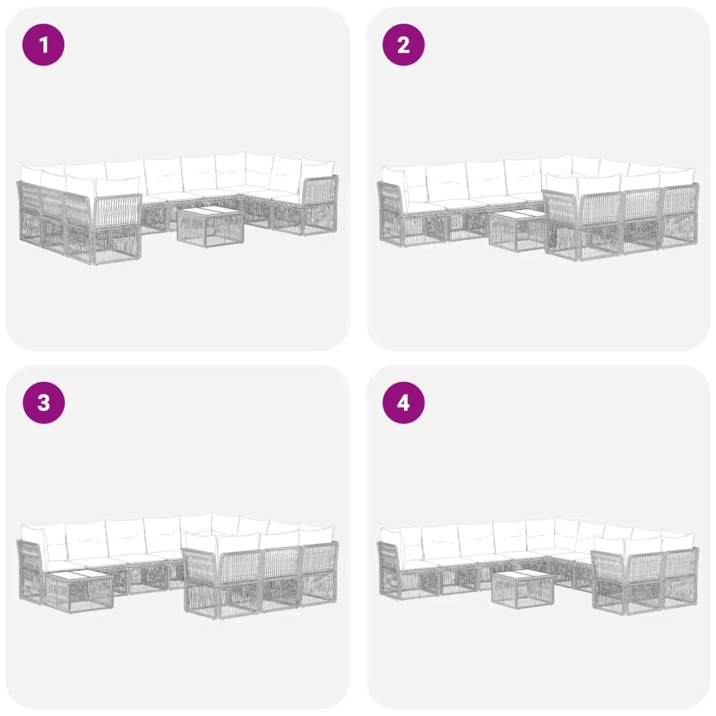 Set Divano da Giardino 11 pcs Beige polyrattan 3434349