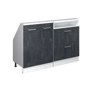 Mobile cucina sottotetto R-Line Calce nera/Bianco 120 cm Set di 2 Vicco