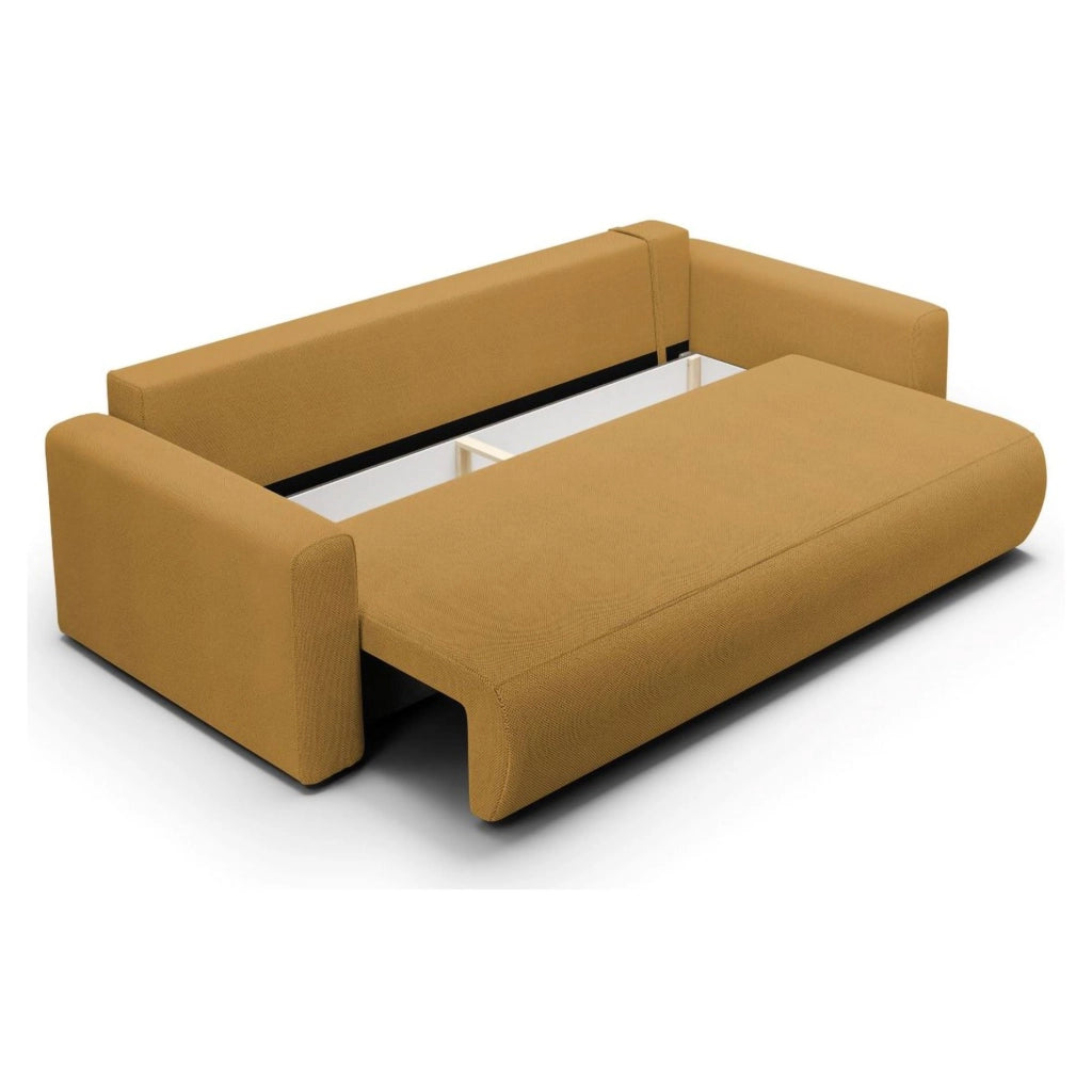Erbezzo, Divano Letto 2 Posti Contenitore, 240x105 cm Giallo