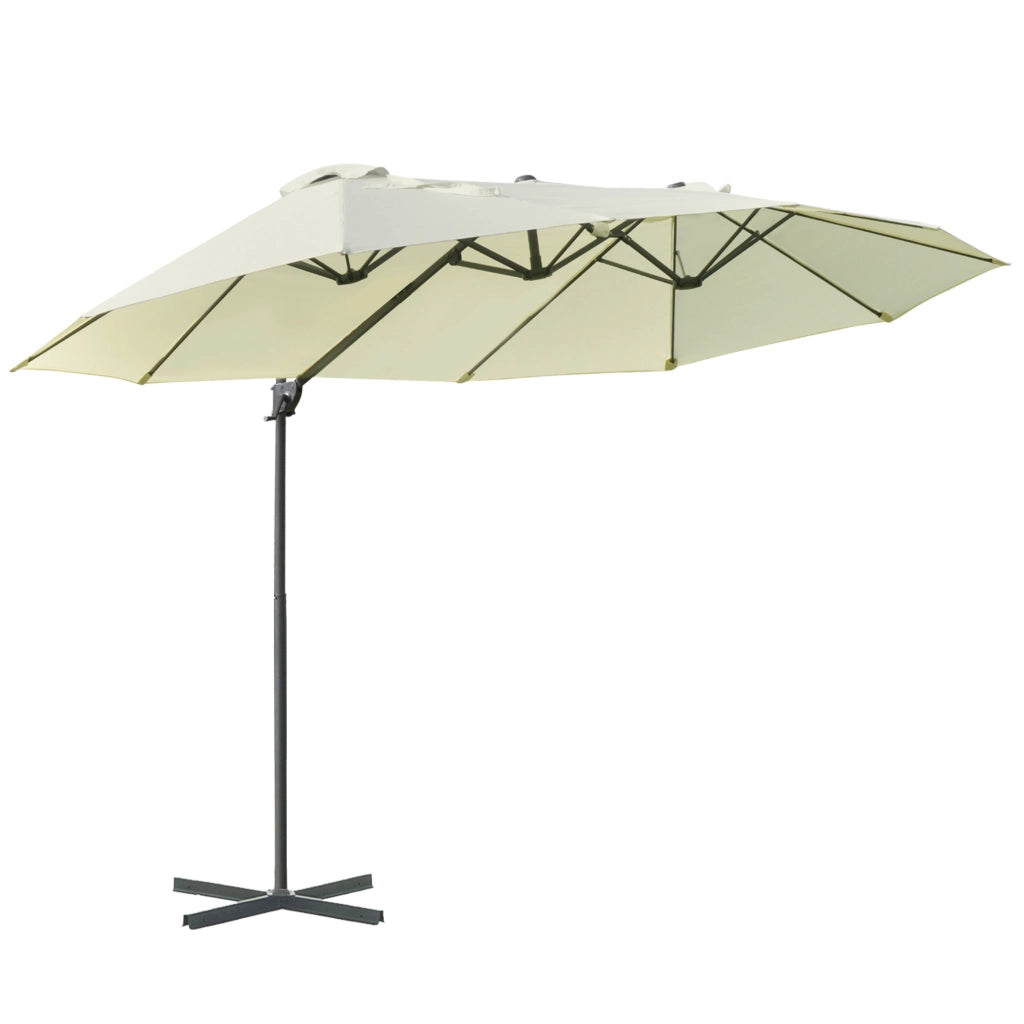 Doppio parasole a sbalzo Doppio parasole con manovella Giardino parasole regolabile Metal Cream Bianco 440 x 270 x 250 cm