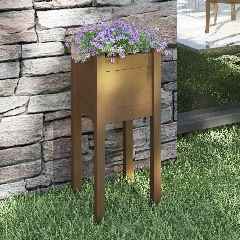 Fioriera | Cassetta per fiori | Vaso Giardino Marrone Ambra 31x31x70 cm Legno Massello Pino