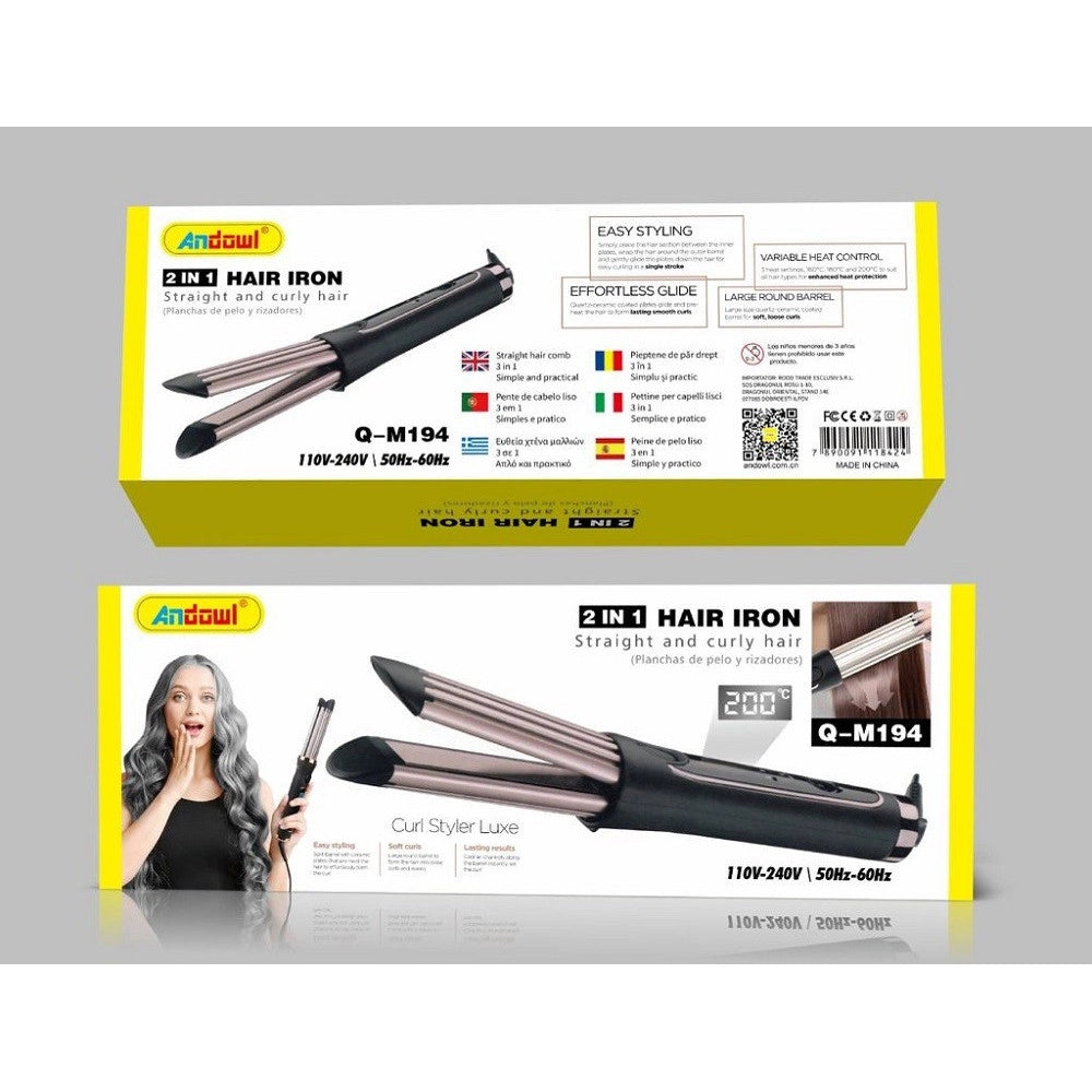 Trade Shop - Piastra Capelli Arricciacapelli In Ceramica 2in1 Q-m194 Tecnologia Ad Aria Fredda -
