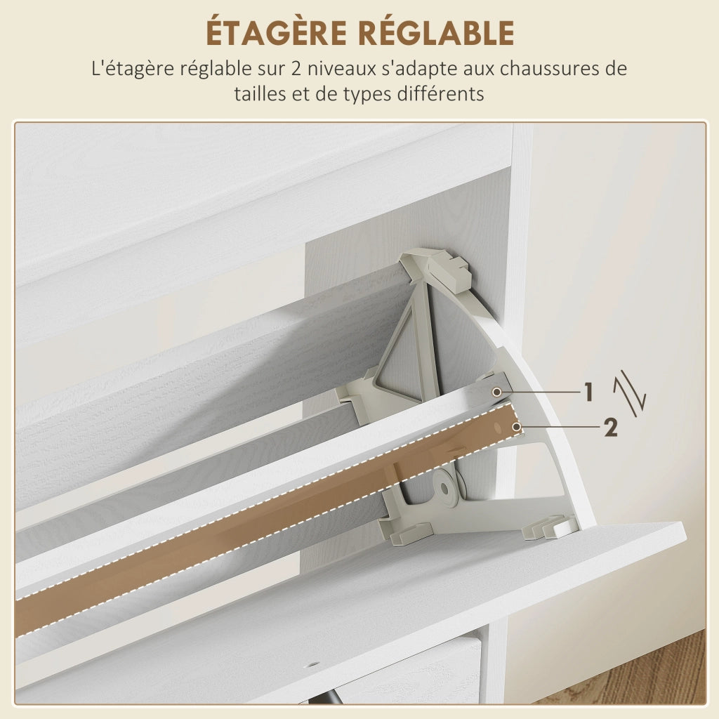 Scarpiera con ripiano regolabile ¨C zephmum ¨C bianco 105x24x97.5 cm