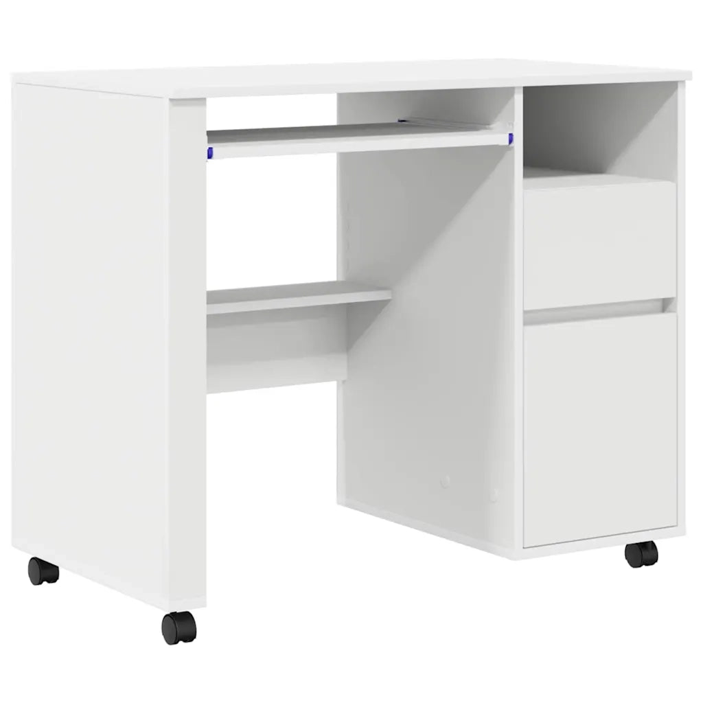 Scrivania con Ruote Bianco 91 x 50 x 77 cm Legno multistrato 869530
