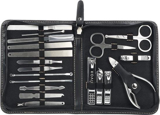 Set di forbici per unghie professionale con valigetta in lusso - Acciaio inossidabile - Pedicure Manicure unghia del piede unghia delle mani.
