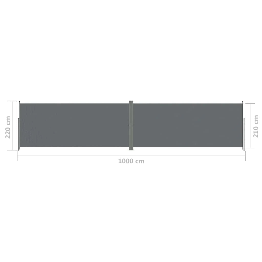 Tenda da sole laterale retrattile/schermo protettivo per patio giardino terrazza balcone 220 x 1000 cm antracite 02_0007124