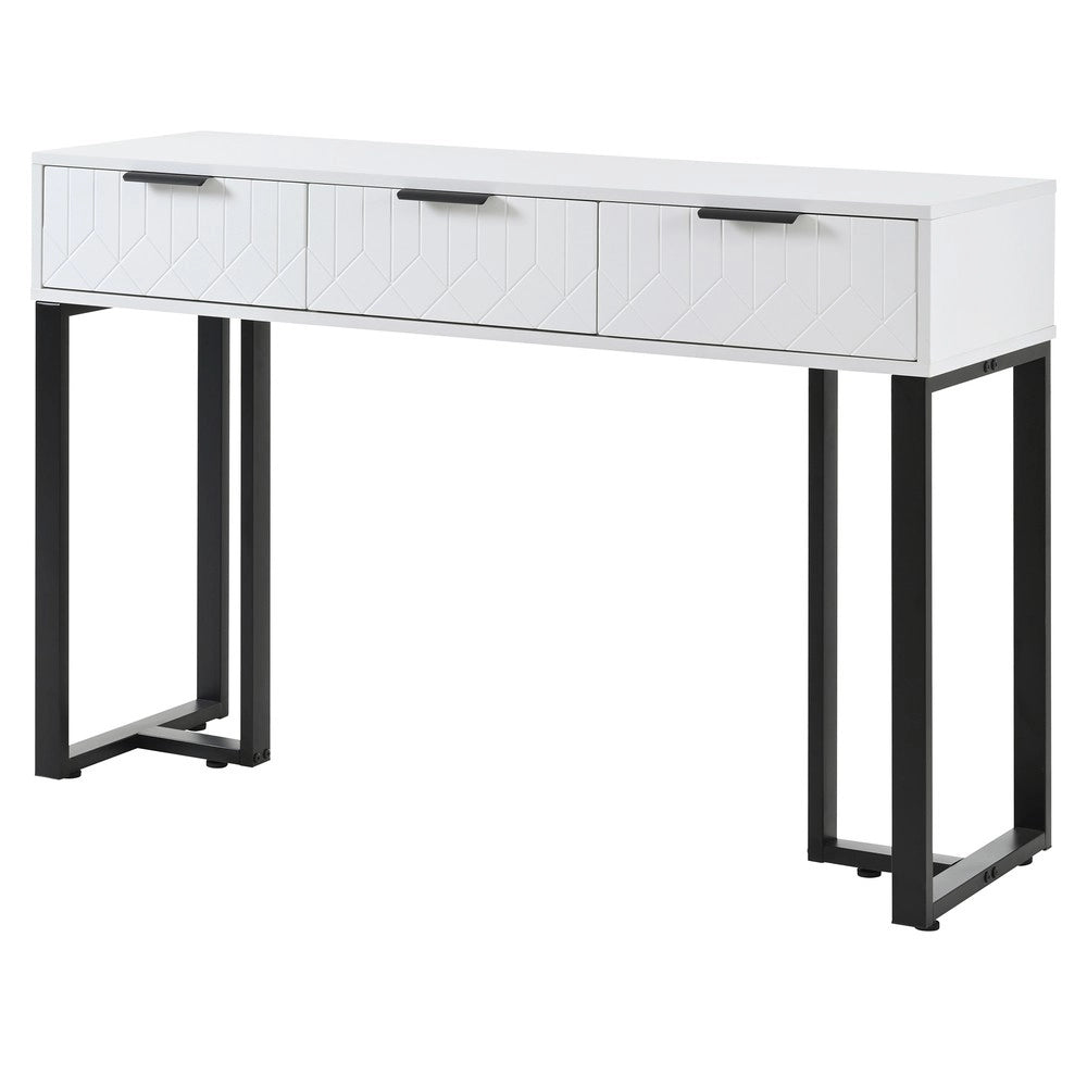 Consolle con Cassetti e Specchio ¨C MINIMAL ¨C Bianco e Nero, Struttura Dorata