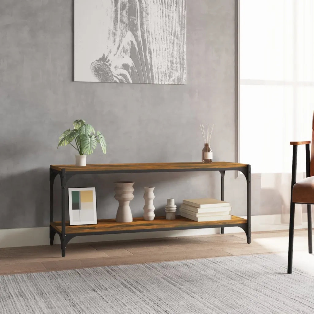 Mobile TV-Credenza per TV-Console TV Rovere Fumo 100x33x41 cm Legno Multistrato e Acciaio