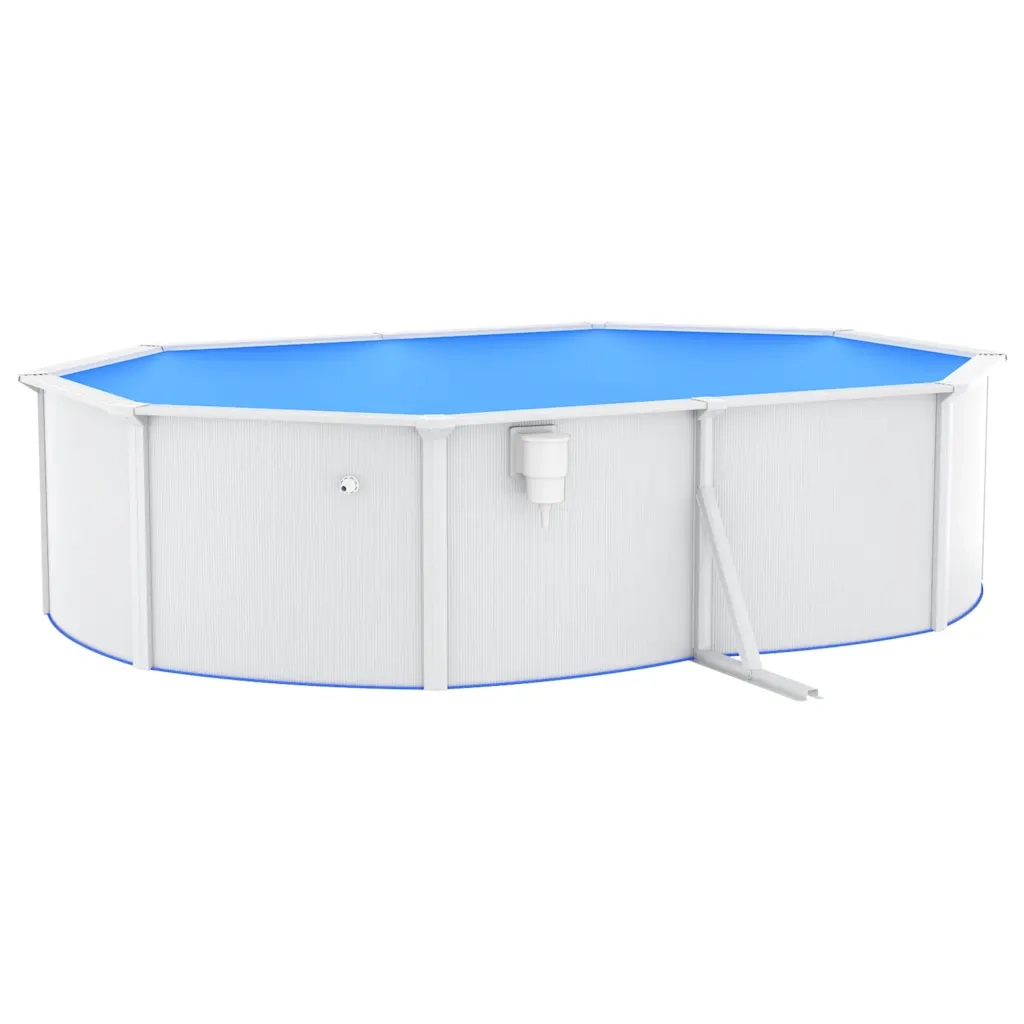 Piscina con Pareti in Acciaio Ovale 490x360x120 cm Bianca 93264