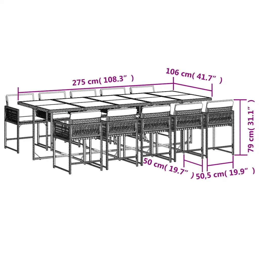 Set Pranzo da Giardino 11 pz con Cuscini Beige Misto Polyrattan 3211476
