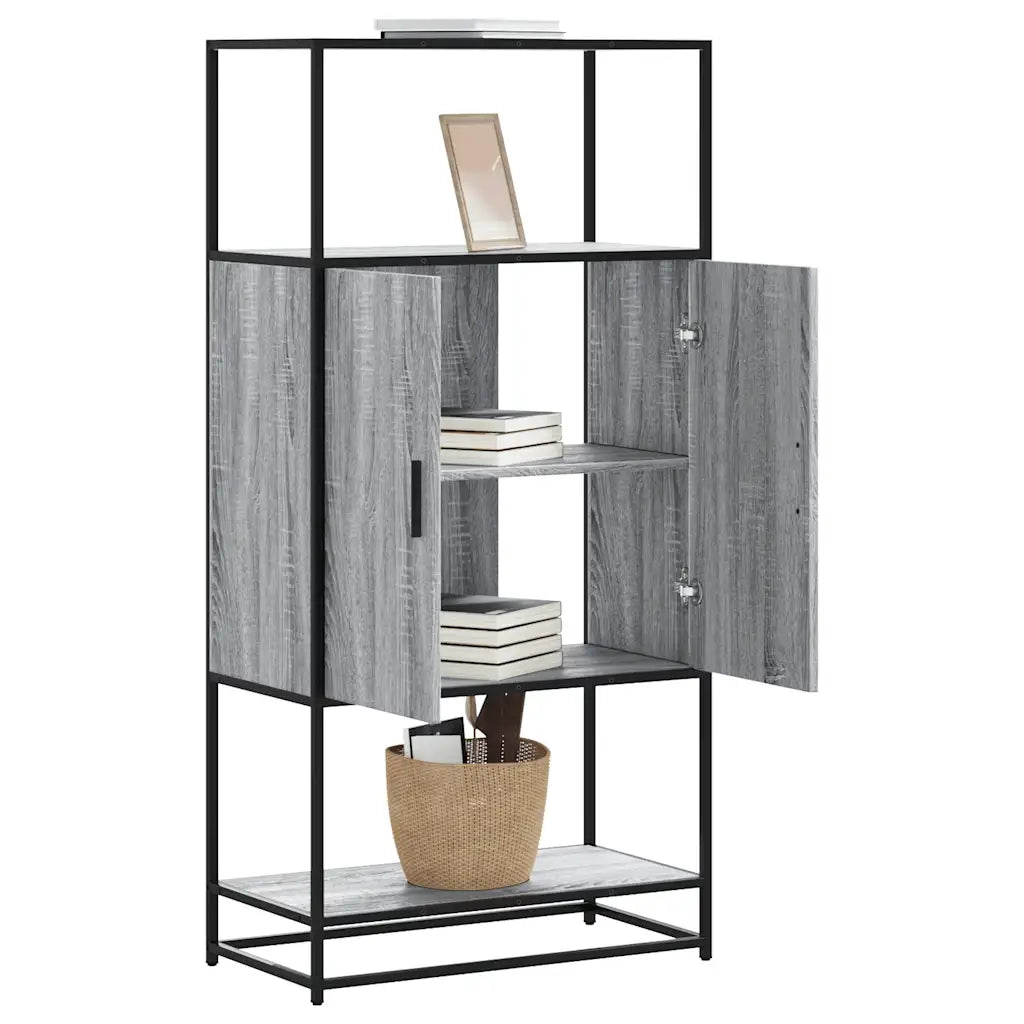 Credenza Grigio Sonoma 68x35x139 cm Legno Multistrato Metallo 849042