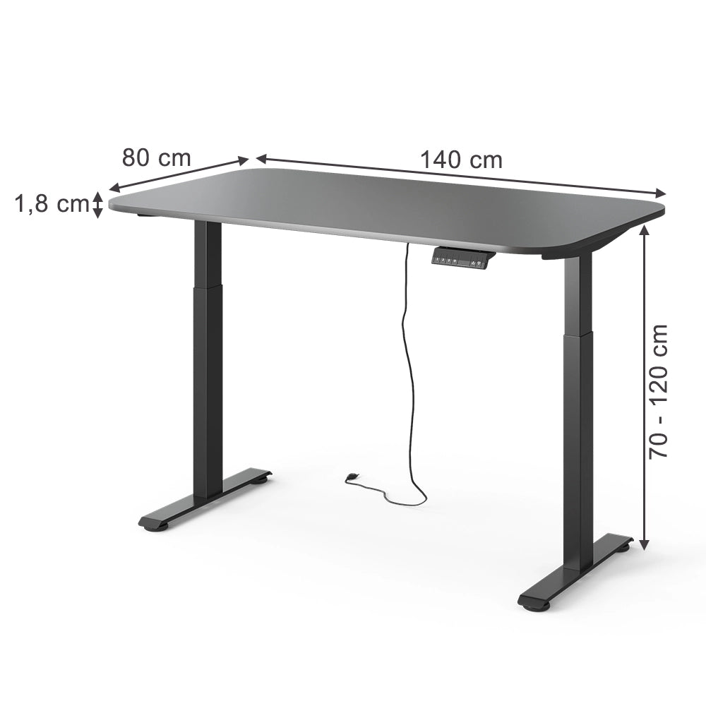 Vicco Scrivania Nero/Antracite 140 x 80 cm 2 motori