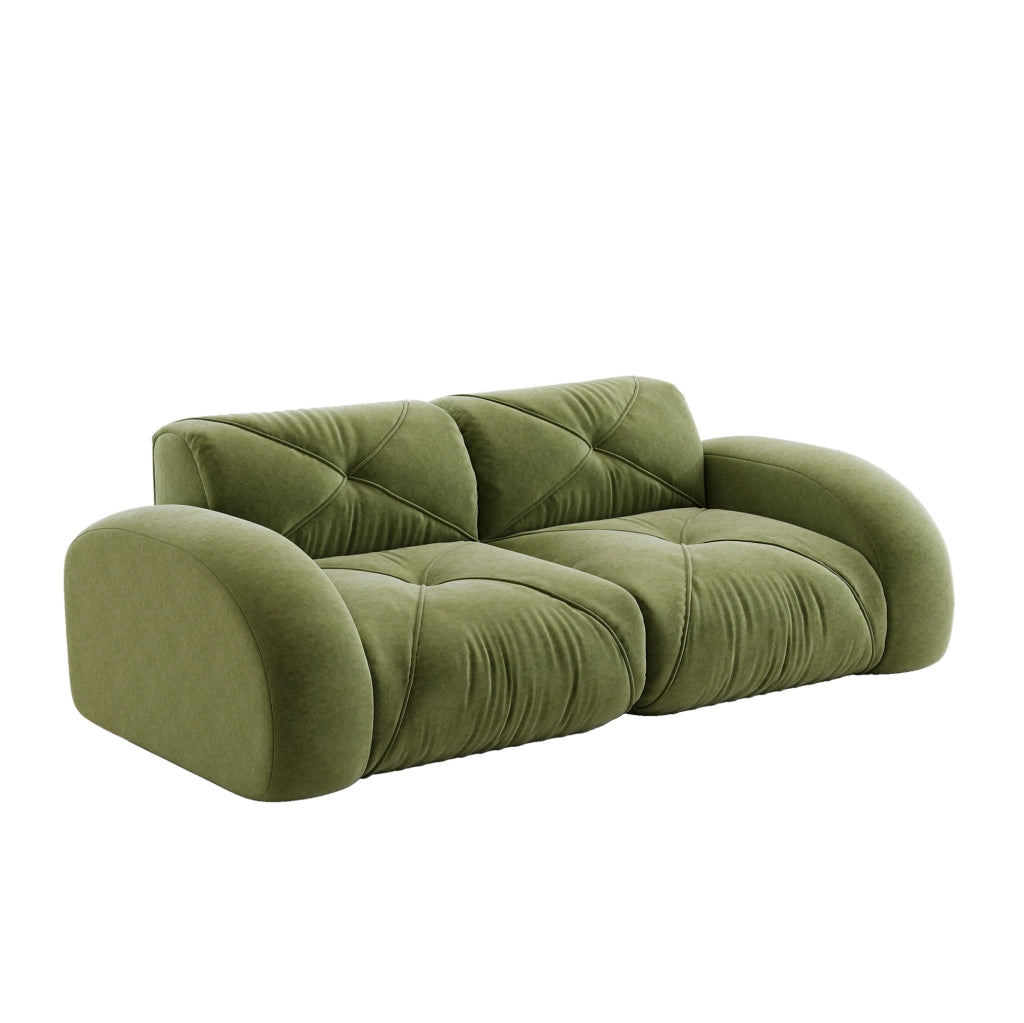Divano modulare senza struttura 204x95x76 cm in chenille verde con imbottitura in schiuma 32D