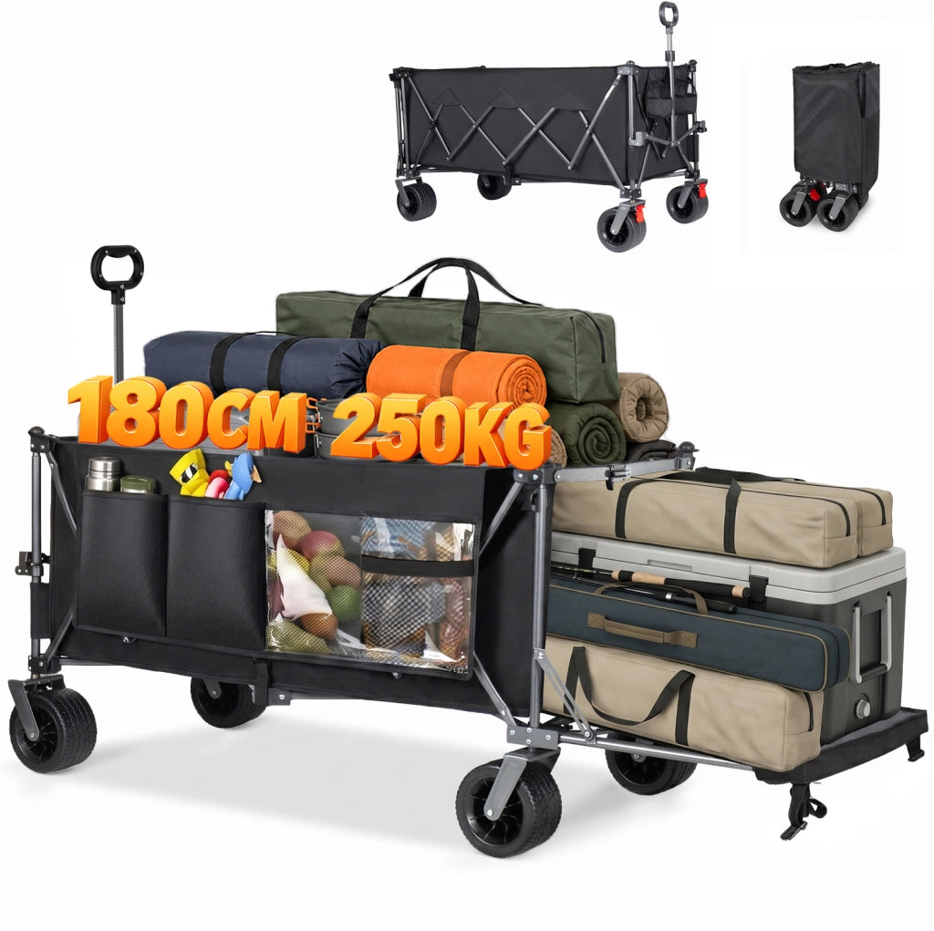 Carrello pieghevole allungabile con ruote per terreni diversi
