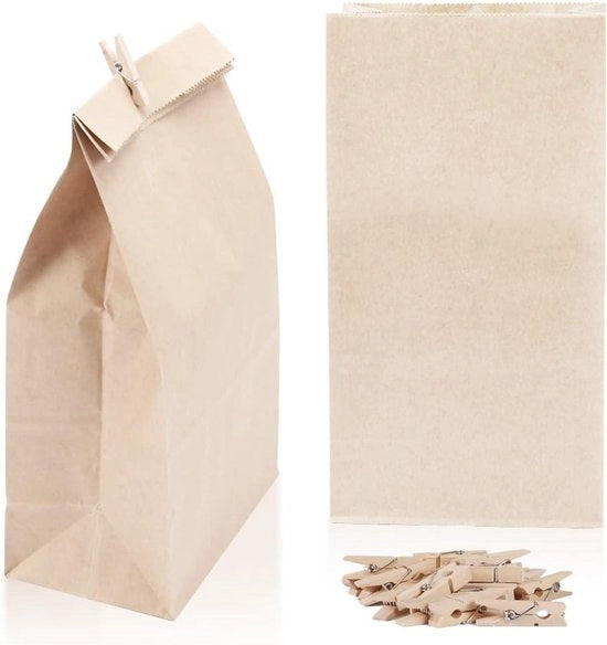 Set di sacchetti di carta per Natale - 24 sacchetti di carta marrone - Sacchetti per dolci - Sacchetti per pane - Regali per bambini - Cadeau per bambini - Cadeau per festa