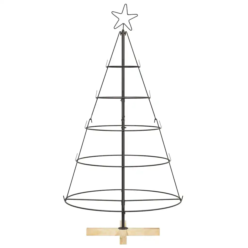 Albero a Cono di Natale con supporto Nero 126 cm Acciaio