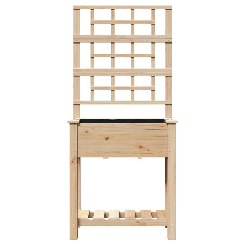 Fioriera da Giardino con Trellis e Ripiano 71x37x152 cm in Legno Massello di Abete