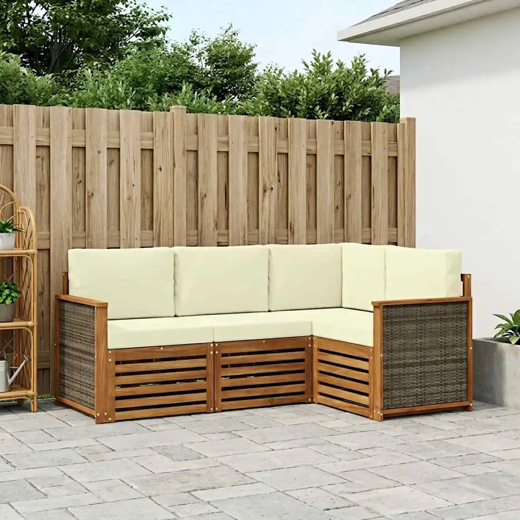 Set divani con cuscino 4 pcs Legno di Acacia Massello