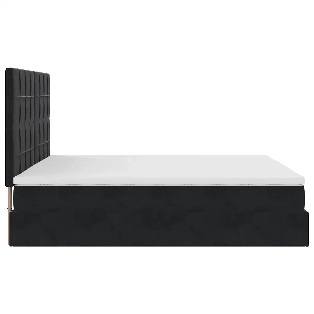 Struttura Letto Pouf con Materassi Nero 180x200 cm in Velluto 3314338