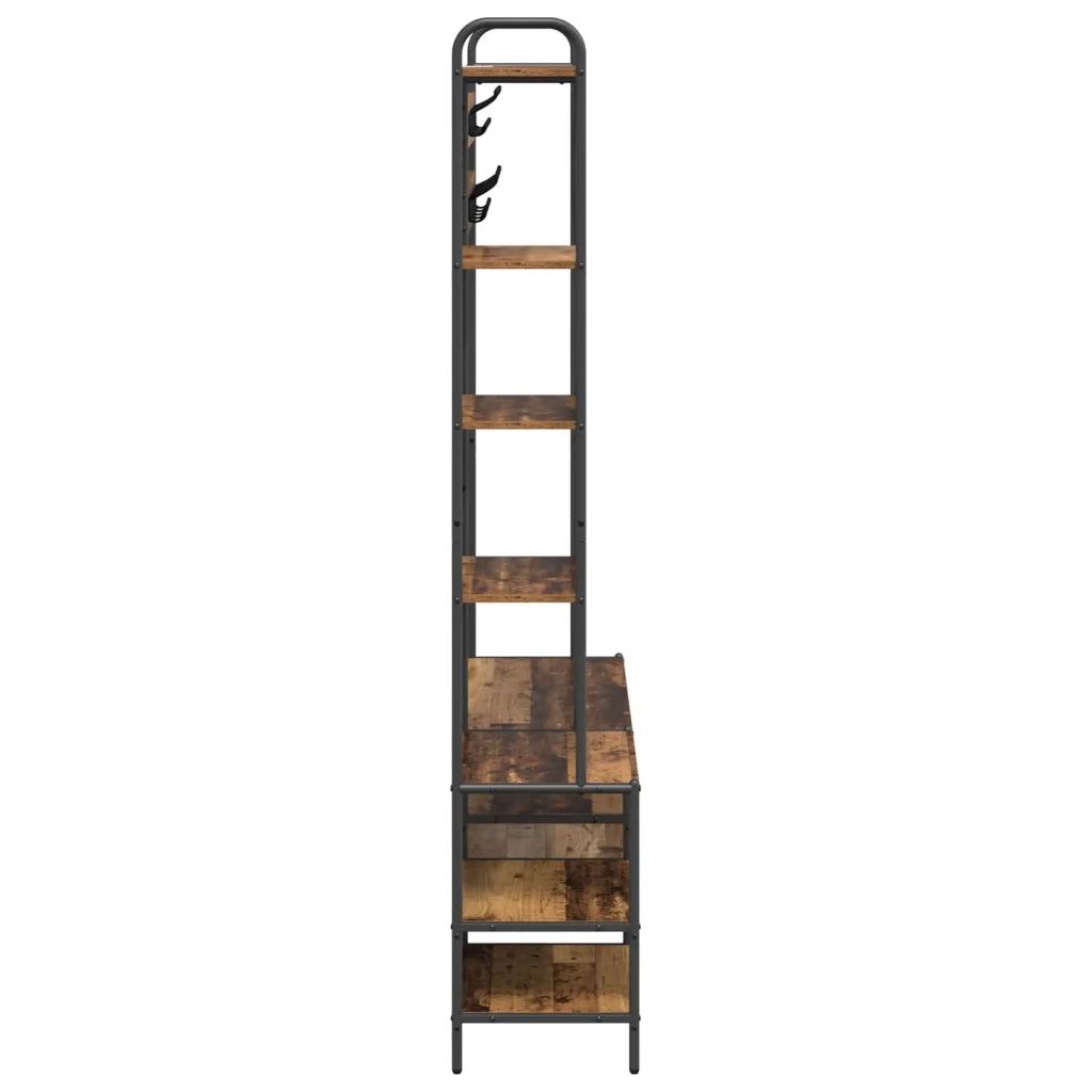 Appendiabiti con panca per scarpe Legno antico 8012042