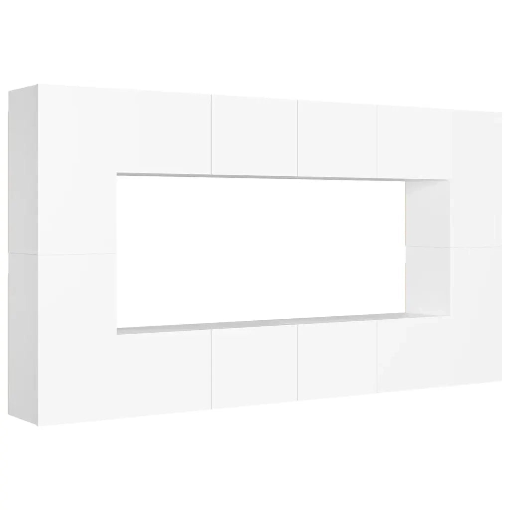 Set Mobili Porta TV 8 pz-Credenza per TV Bianco in Legno Multistrato 643419