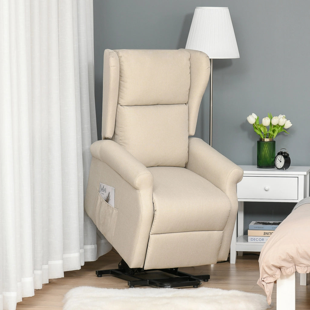 Poltrona reclinabile elettrica con poggiapiedi ¨C zephmum ¨C Lino crema