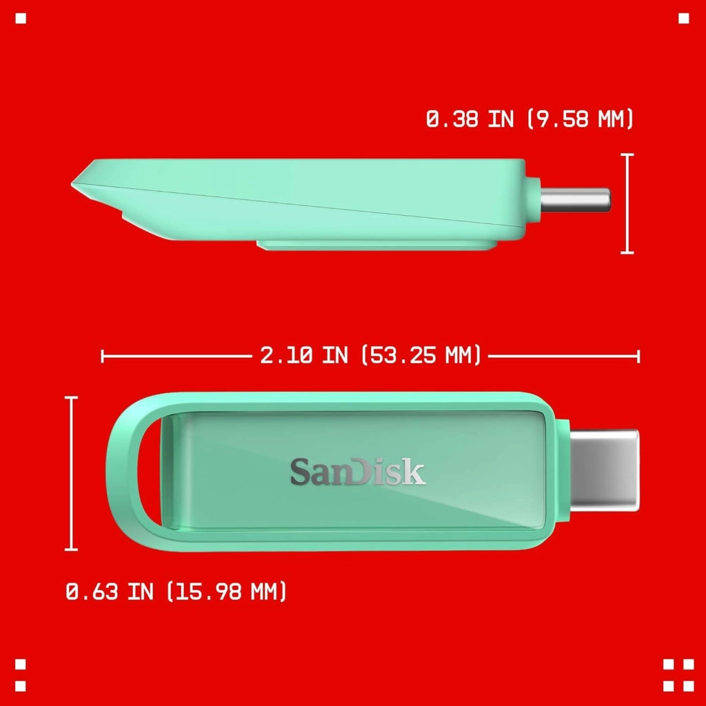 Unità per telefono con USB Type-C 1 TB (per smartphone, tablet e computer, velocità fino a 150 MB/s, backup automatic, recupero dati) - Seafoam Green