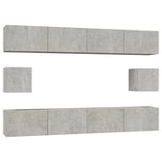 Set di mobili da 6 pezzi tra cui armadio credenza mobile TV televisore per soggiorno camera da letto salotto legno ingegnerizzato grigio 02_0025029