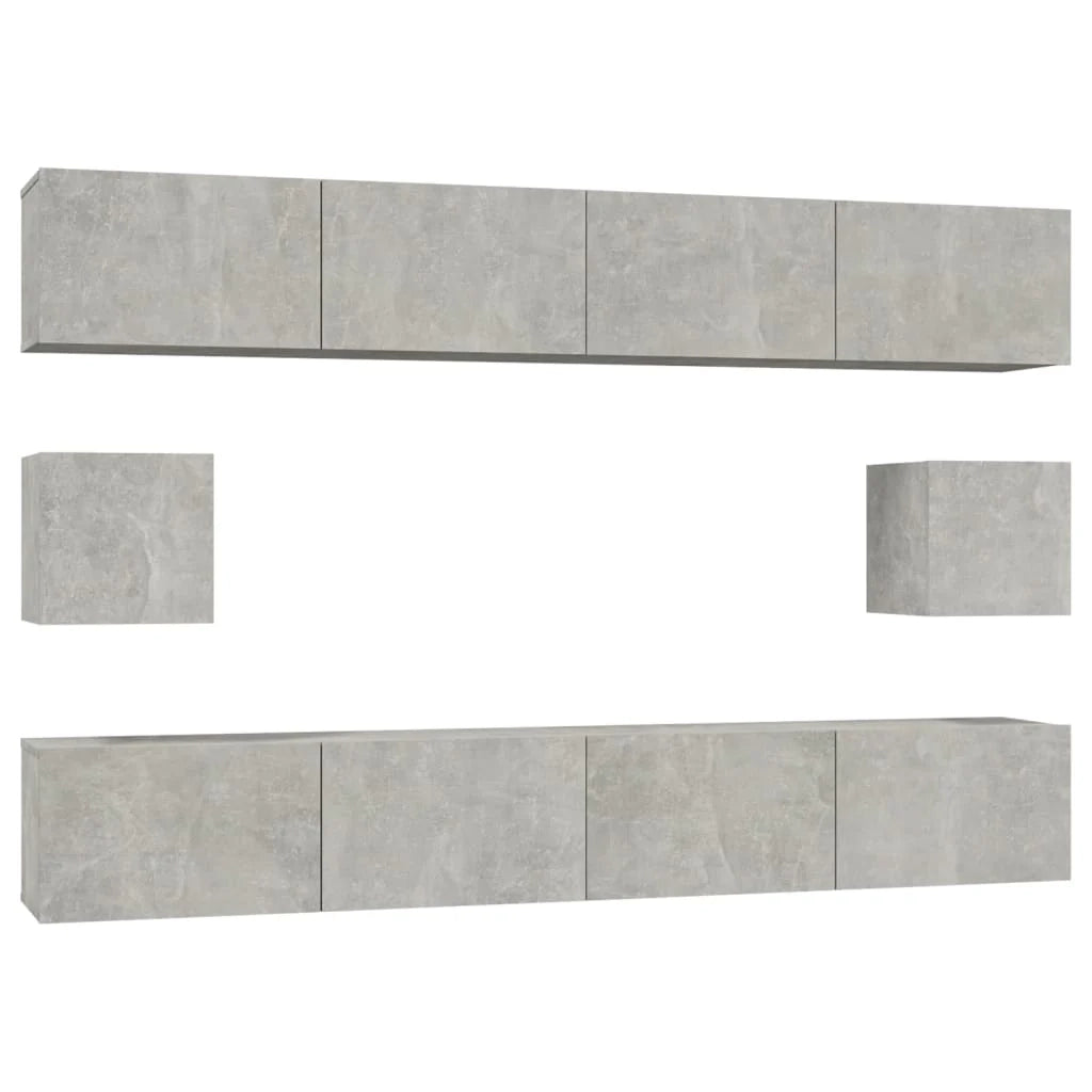 Set di mobili da 6 pezzi tra cui armadio credenza mobile TV televisore per soggiorno camera da letto salotto legno ingegnerizzato grigio 02_0025029