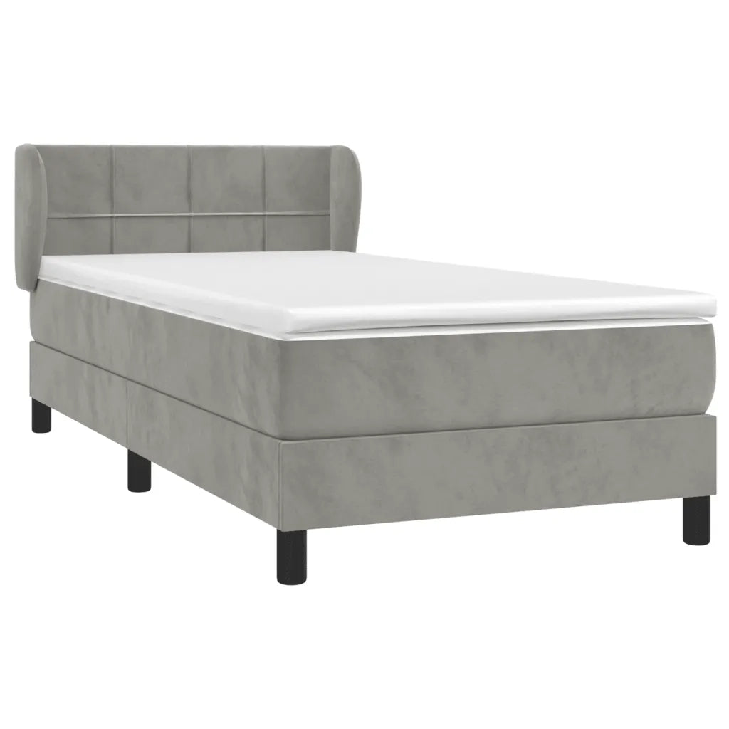 Giroletto a Molle con Materasso Grigio Chiaro 90x200 cm Velluto cod mxl 59372