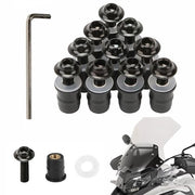 Viti a vela 10 pezzi - M5 x 16 mm - Montaggio motocicletta - Attacco parafango - Kit di viti e chiavi - Nero - Materiale duraturo - Accessori per parafango