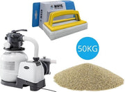 Pompa per filtro sabbioso 7900 L/u & Sabbia per filtro 50 kg & Spazzola a setole WAYS