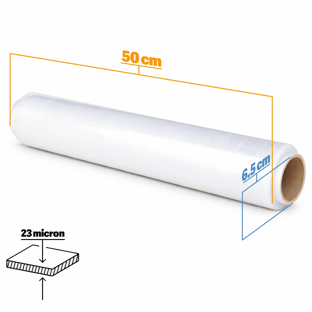 Set 6 Rotoli Pellicola da Imballaggio Film Estensibile Trasparente Altezza 50 cm