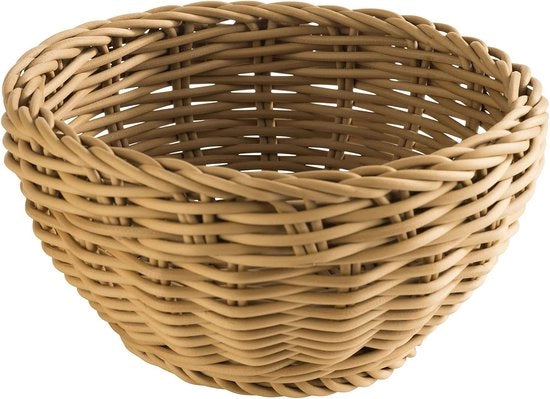 Mandino profilo, mandria in tessuto latticinato, colore miele, con cassetta di viti, contenitore per pane e alimenti, diametro Ø 16 cm, altezza 8 cm