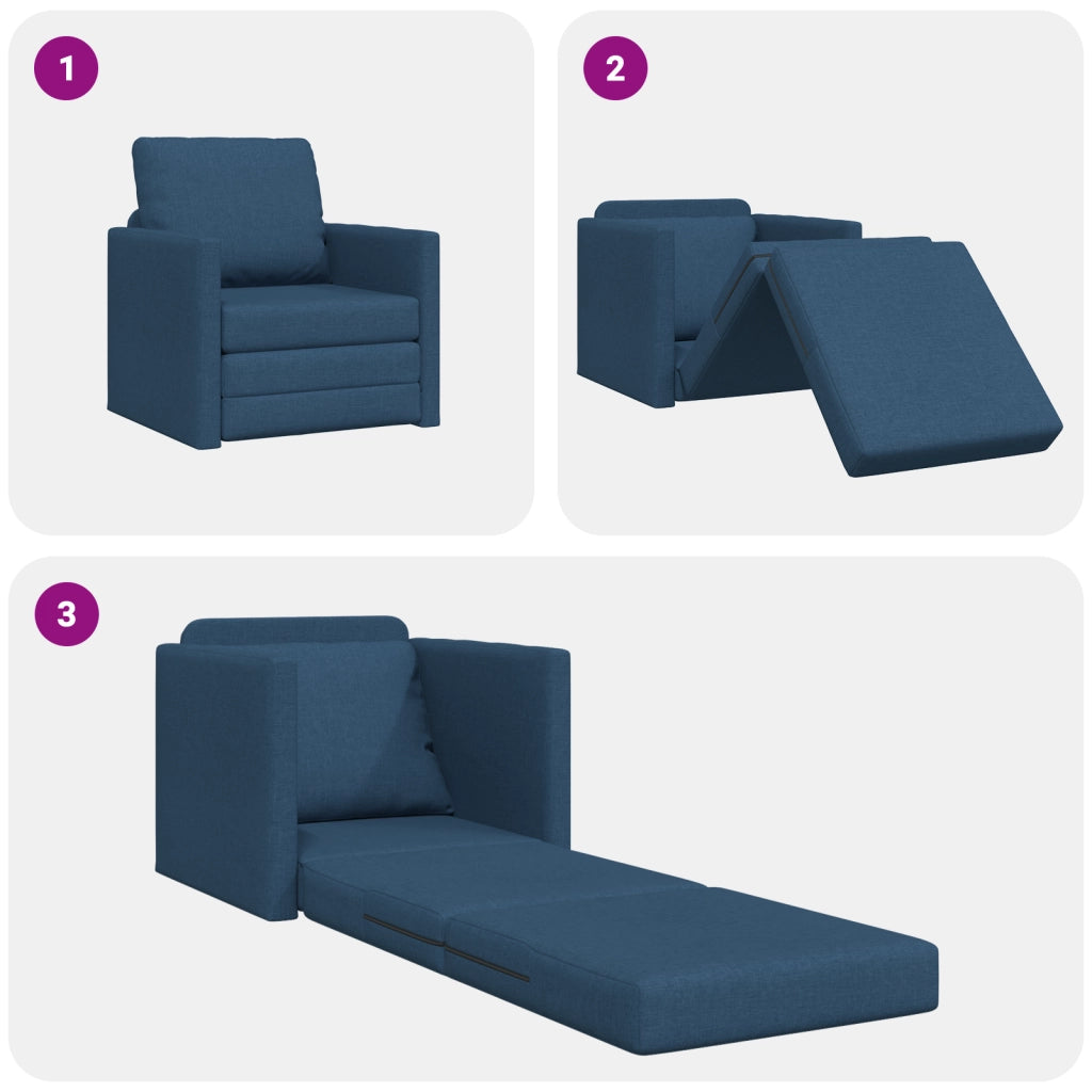 Divano Letto 2-in-1 Blu 74x77x81 cm Tessuto