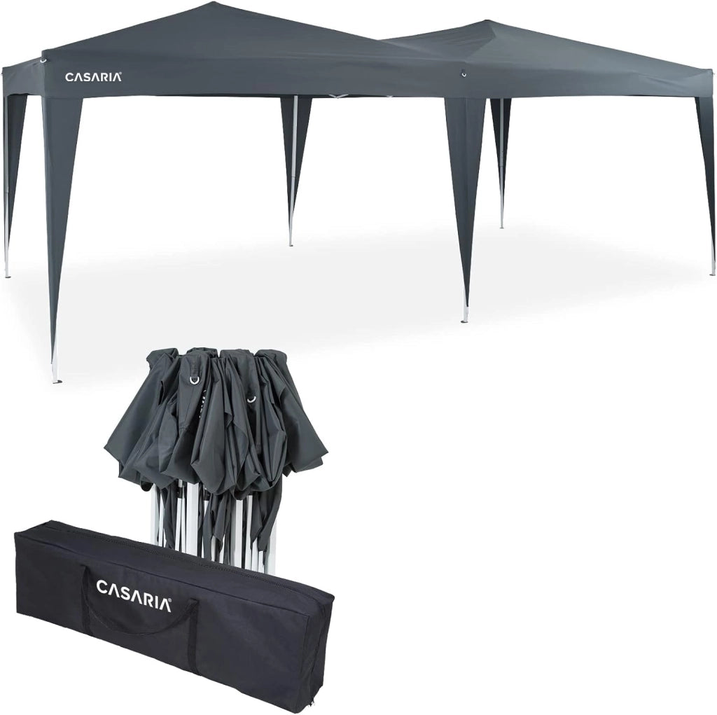 Deuba Gazebo Capri 3x6m Pop-Up Antracite Idrorepellente con Borsa Protezione UV Padiglione Pieghevole Tendone Festa