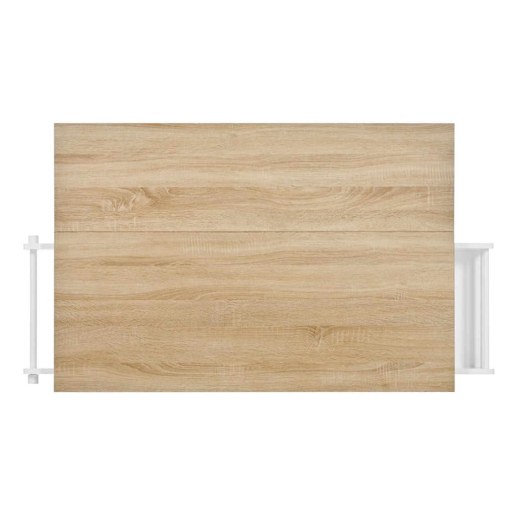 Isola da cucina mobile con estensione tavolo - Zephmum- Bianco, con cassonetto e cassetti