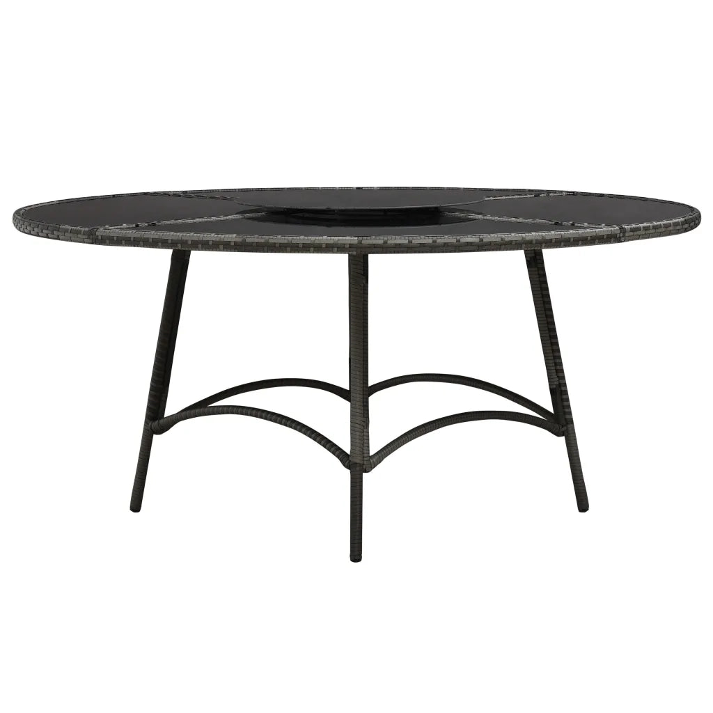 Set da Pranzo per Esterni 7 pz con Cuscini in Polyrattan Grigio 48144