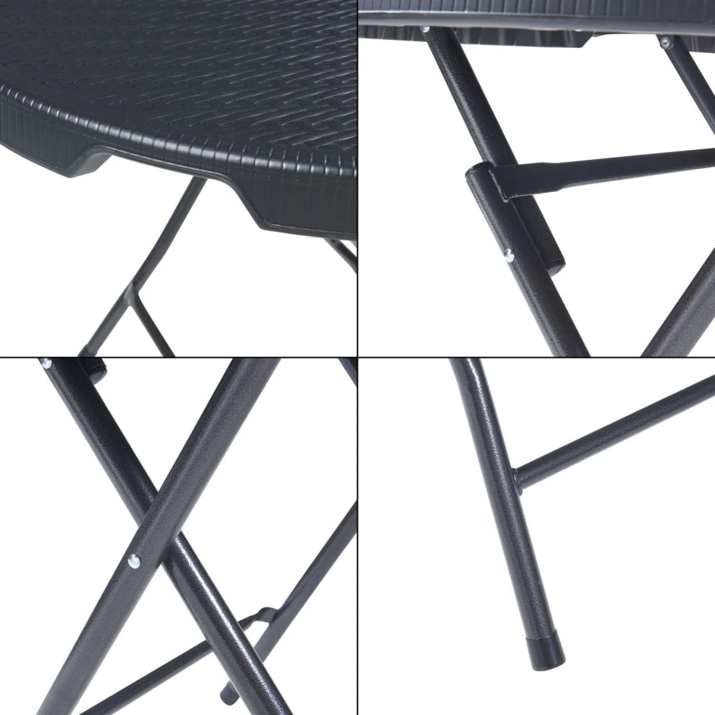 Tavolo da campeggio pieghevole 80 x 74 cm effetto rattan nero 03_0011005