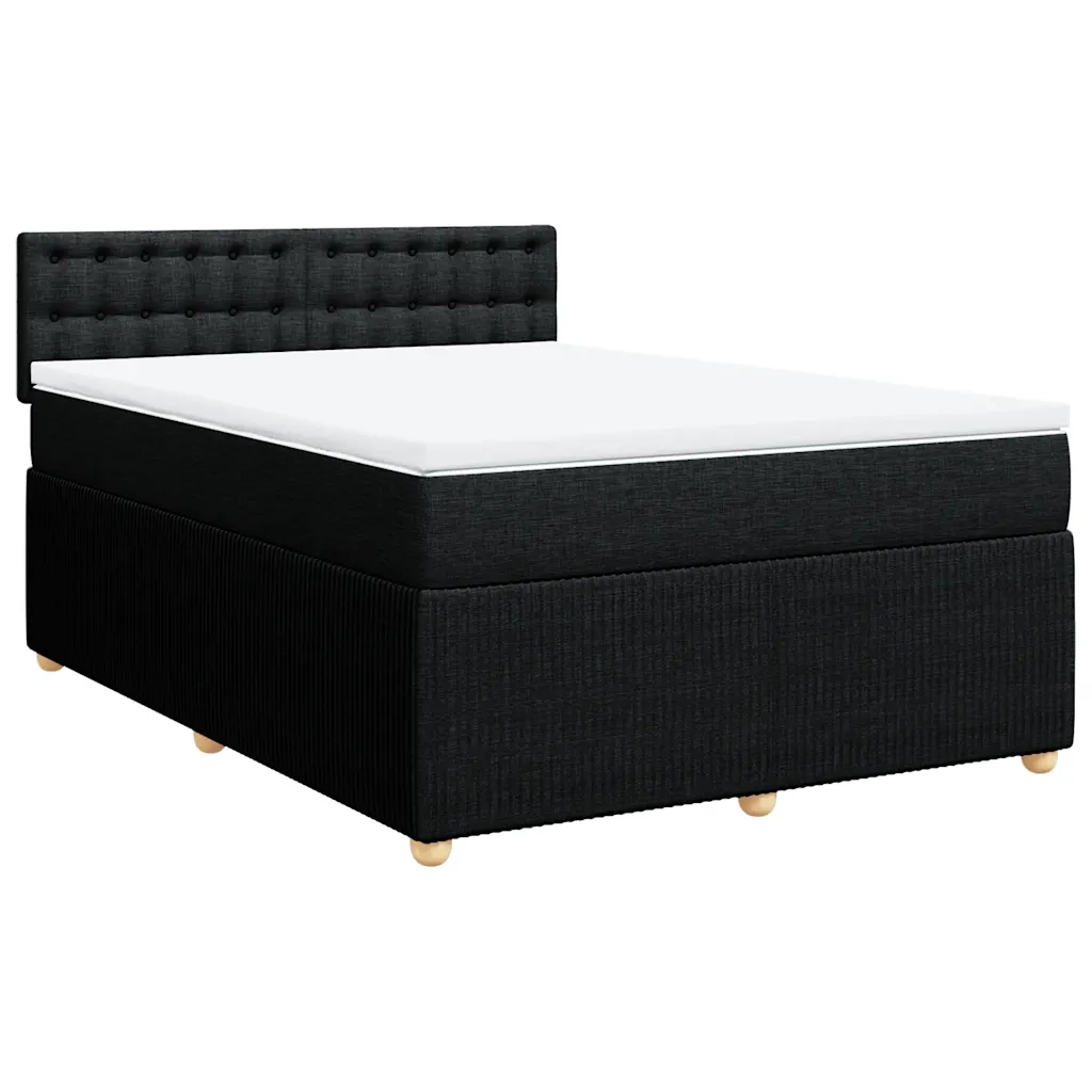 Giroletto a Molle con Materasso Nero 160x200 cm in Tessuto