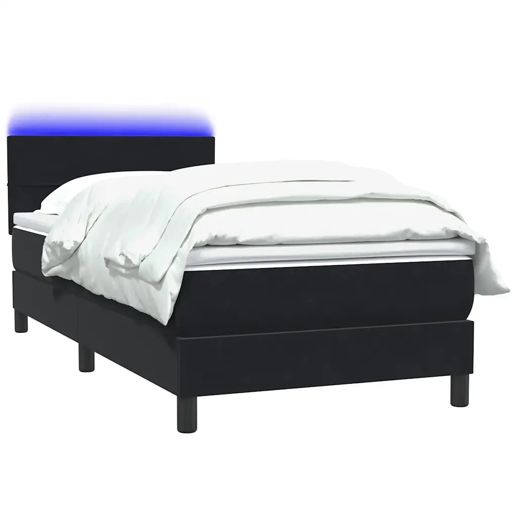 Letto a Molle con Materasso e LED-Struttura Letto con Materasso Nero 80x220 cm Velluto 923245