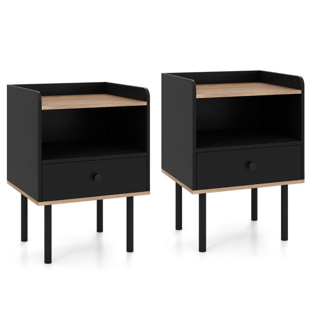 Comodino tavolino da letto con cassetto moderno tavolino laterale in metallo, Comodino tavolino compatto per soggiorno-Comodini