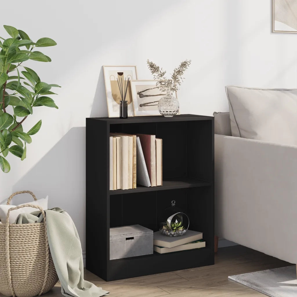 Libreria-Scaffale per Libri-Mobile di Stoccaggio Nera 60x24x76 cm in Legno Multistrato