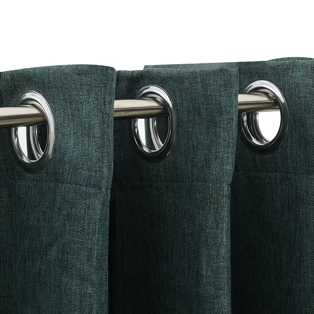 Tende Oscuranti Effetto Lino con Occhielli 2 pz Verdi 140x175cm cod mxl 54811