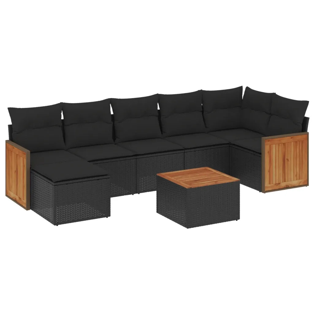 Set Divani da Giardino con Cuscini 8 pz Nero in Polyrattan 3227875