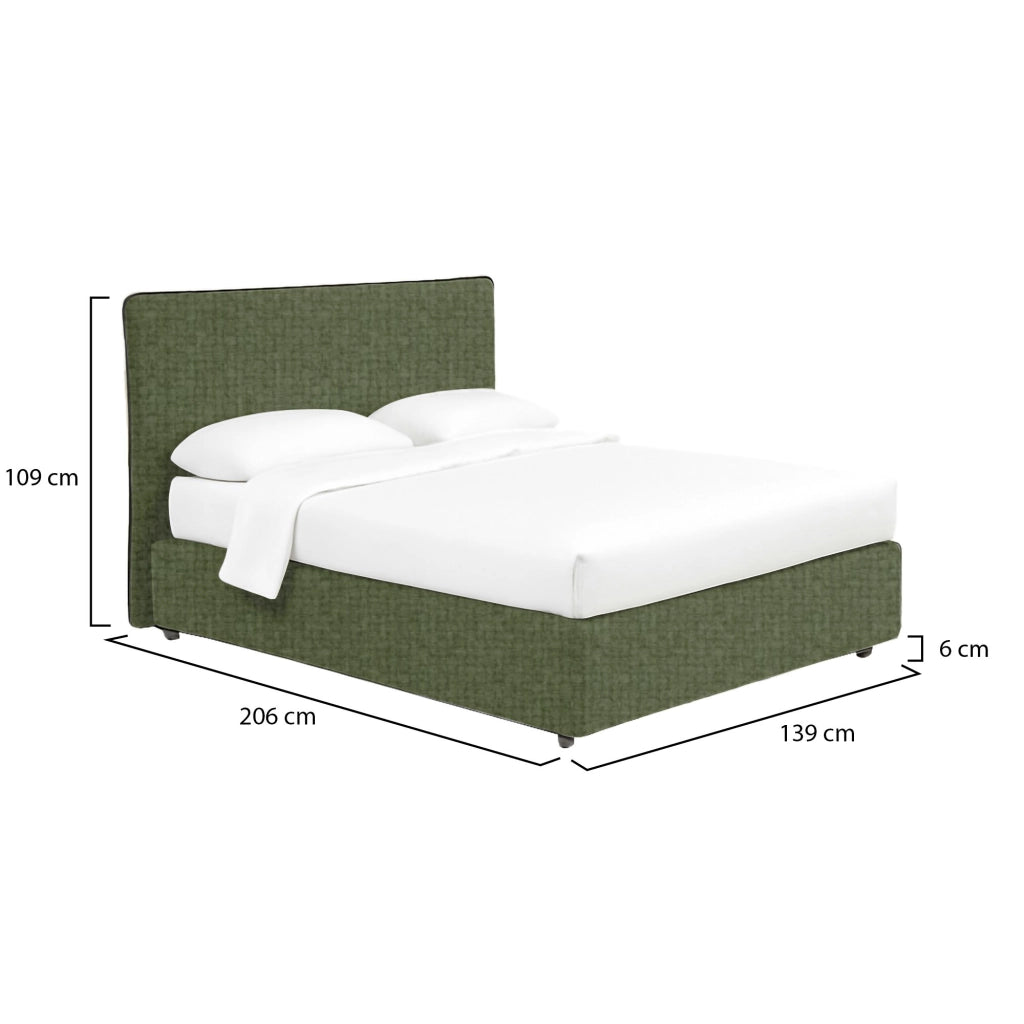 Oldham, Letto Piazza e Mezza Sfoderabile Made in Italy, Verde