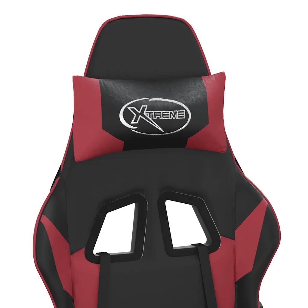 Sedia Gaming | Sedia da e-sports Massaggio Nero e Rosso Vino in Similpelle
