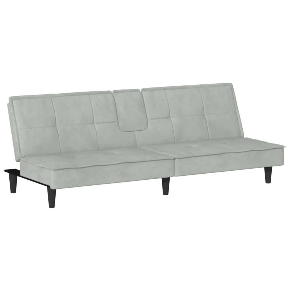 Divano letto con portabicchieri 200 x 89 x 70 cm velluto grigio chiaro 02_0019260